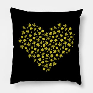 Autumn leaves heart Yellow version Pillow