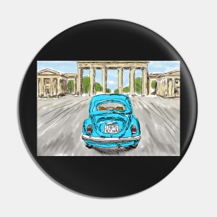 Classic car light blue Pin