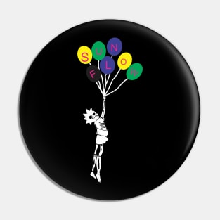 sunflow skull 1 uniqe design balloon Pin