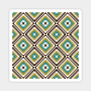 Aztec Diamond Symbol Teal Brown Gold Cream Pattern Magnet