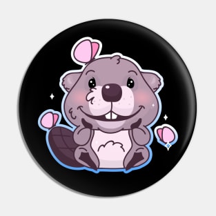 Baby beaver with butterflies Pin