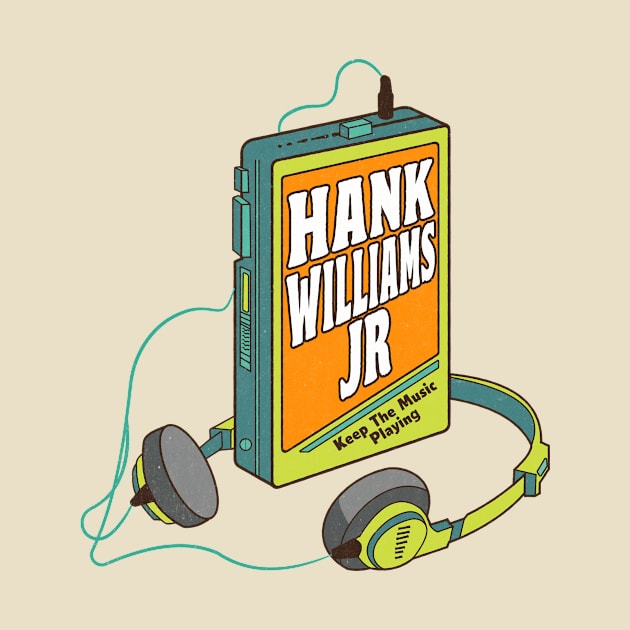 Hank Williams Jr / Retro Walkman Design / Retro Music Art by EliseOB