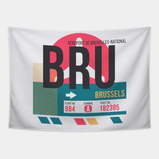 Brussels (BRU) Airport // Sunset Baggage Tag Tapestry