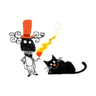 Mister Flaming Heart and Mister Cat T-Shirt