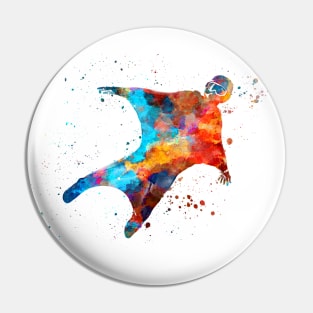 Man with wings in watercolor Pin