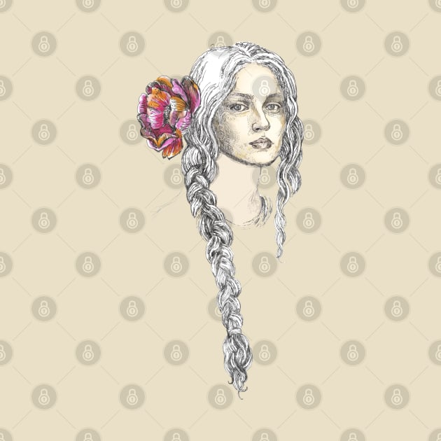 Woman with Braided Hair. by FanitsaArt