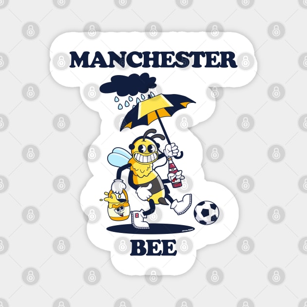 Manchester Bee (1930s rubberhose cartoon character style) Magnet by jimmy-digital