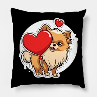 Pomeranian Heart Balloon - Valentines Day Pillow