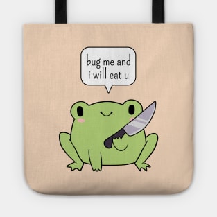 Cute frog with a knife Tote