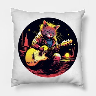 Cat Playing Guitar Funny Cat With Guitar Cute Cat Guitar Pillow