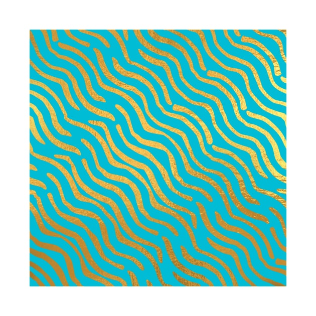 Cyan Gold colored abstract lines pattern by jodotodesign