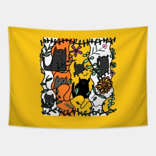 Forest of cats, black cat Tapestry