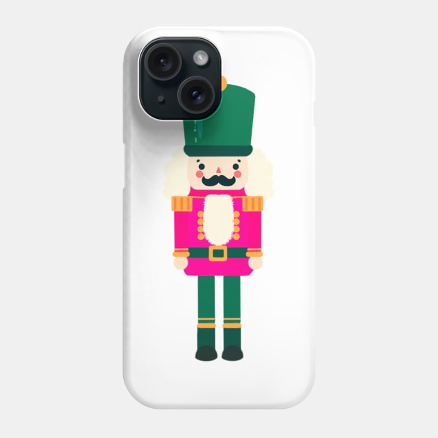 Pink and Green Christmas Nutcracker Toy Soldier Graphic Art Phone Case by Star Fragment Designs