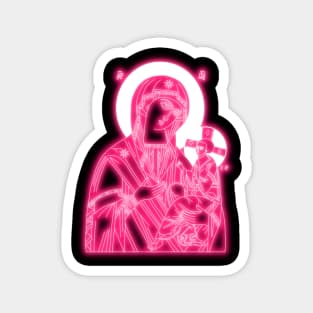 Pink Neon Orthodox Icon of Virgin Mary and Jesus-Christ Magnet