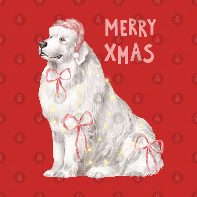 Christmas Pyrenean Mountain Dog by Budwood Designs