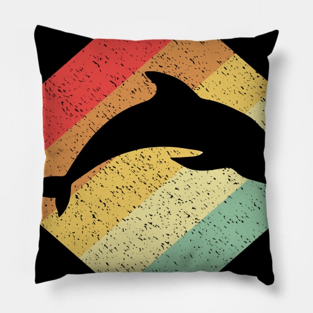 Retro Vintage 80s Dolphin Gift For Dolphin Lovers Pillow by OceanRadar