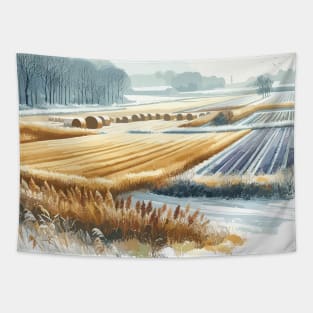 Winter Country Fields Landscape Tapestry