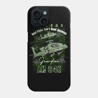 AH64 Apache Us Air Force  attack helicopter with cool saying REAL PILOTS DON'T NEED RUNWAYS Phone Case