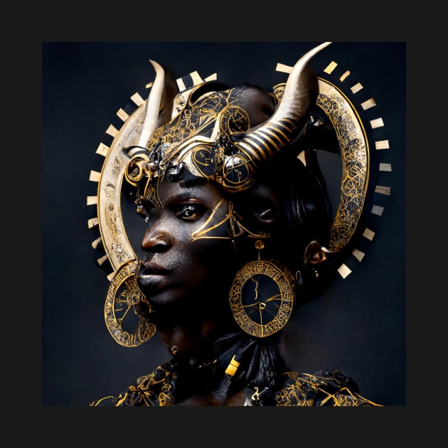 Afro Futuristic Zodiac-Taurus by solomonabrams