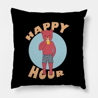 Bear happy hour Pillow