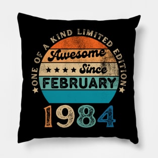 Vintage February 1984 40 Years Old, 40th Birthday Men Women Pillow