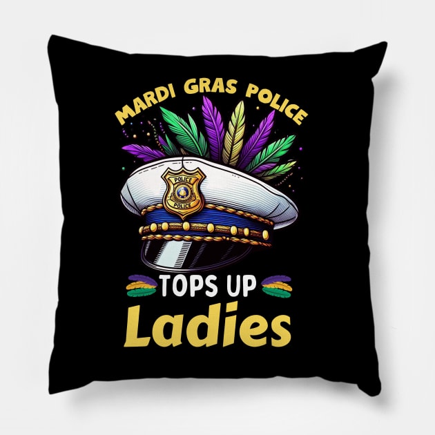 Mardi Gras Police Funny Mardi Gras Pillow by Figurely creative