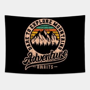 Adventure Outdoors mountains retro badge logo vintage Tapestry