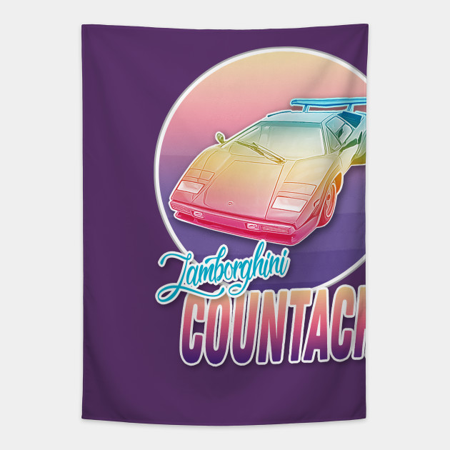 Lamborghini Countach Vaporwave Aesthetic Design - Outrun Retro - Tapestry |  TeePublic