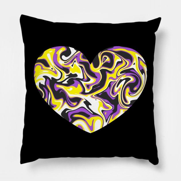 Nonbinary Pride Marble Heart Pillow by nochi