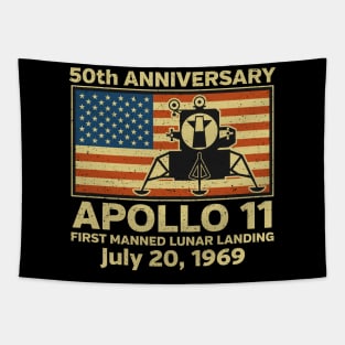 Apollo 11 American Flag 50th Anniversary Moon Landing Tapestry