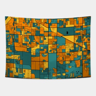 Surrey Map Pattern in Orange & Teal Tapestry