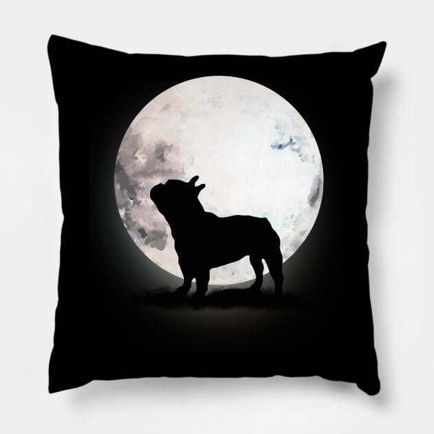 French Bulldog Dog Frenchie Bulldog and moon Pillow by Collagedream