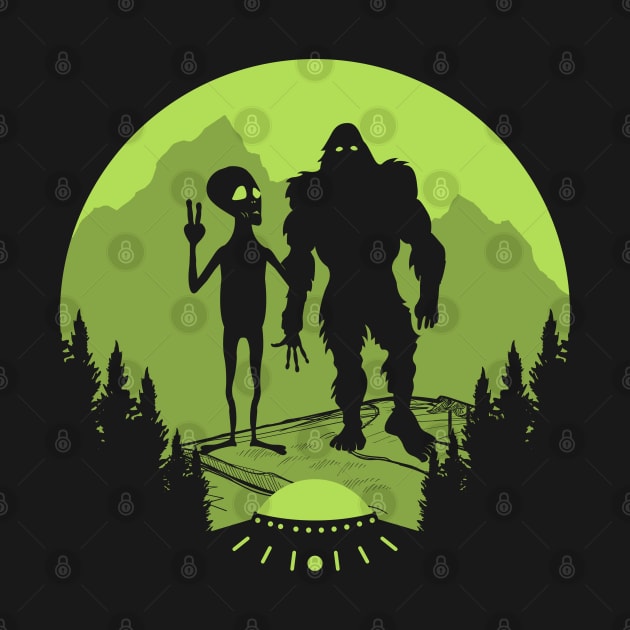 Bigfoot Ufo And Alien by Tesszero