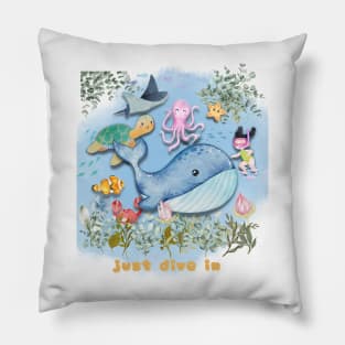 Just dive in sea world Pillow