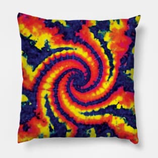 Mini Spiral Wig Wag Red Yellow Navy Tie Dye Pillow