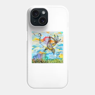 The boy, the bird and the flying dream (I) Phone Case