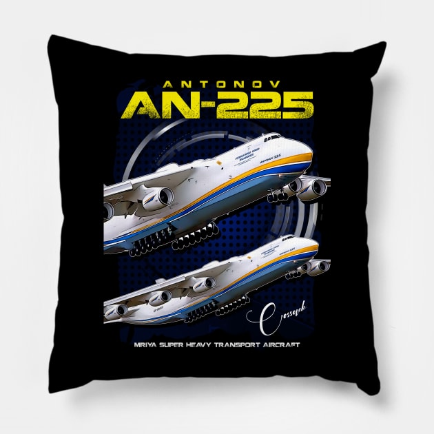 Antonov AN-225 Mriya Super Heavy Transport Aircraft Pillow by aeroloversclothing