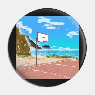 Beach Basketball Painting Pin