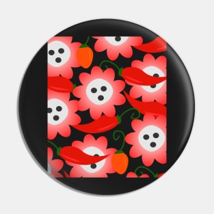 Red flowers and peppers Pin