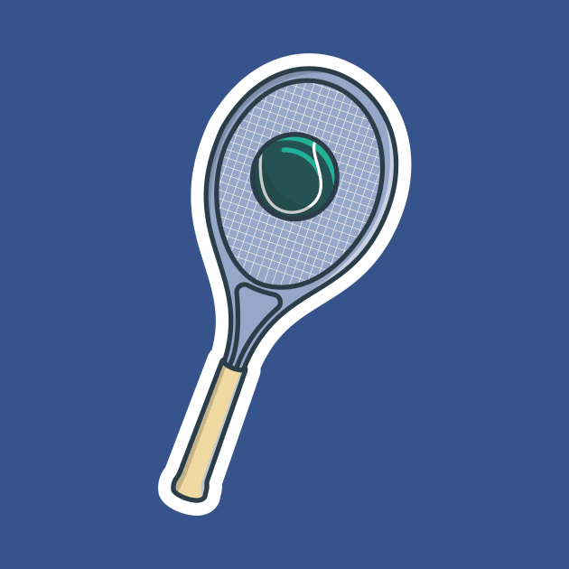 Tennis Ball with Racket Sticker vector icon illustration. Sport object icon design concept. Racket hitting a ball sticker design logo. by AlviStudio