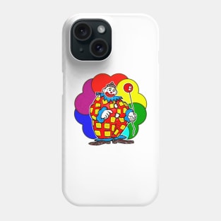 Colorful clown holding red balloon Phone Case