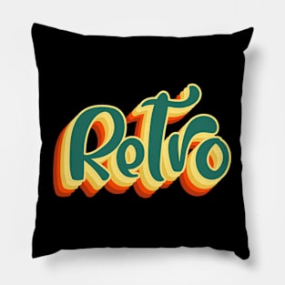 Retro Tropical Sunset Aesthetic Typography Pillow