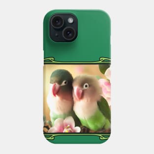 Snuggling Lovebird Watercolor Parrot Pair Phone Case