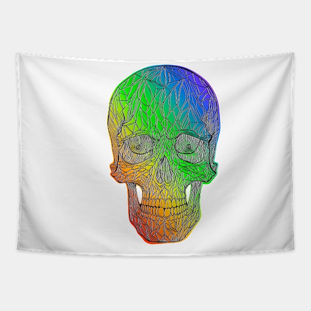 Stained glass skull - rainbow version Tapestry by DaveDanchuk