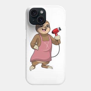 Sloth as Hair stylist with Hairdryer Phone Case