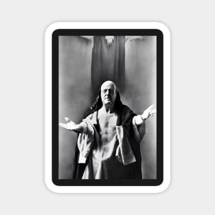 Black and White Cyberpunk Aleister Crowley The Christ of Thelema painted in a Surrealist and Impressionist style Magnet