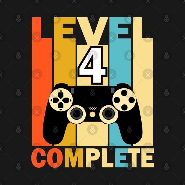 Level 4 complete Retro Vintage, 4th birthday gift, anniversary 4 by UranusArts