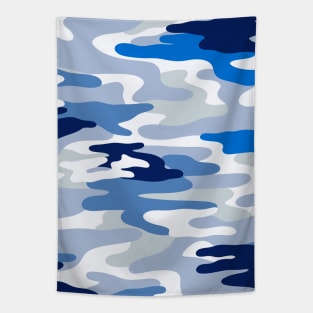 Marine Blue Camouflage Tapestry