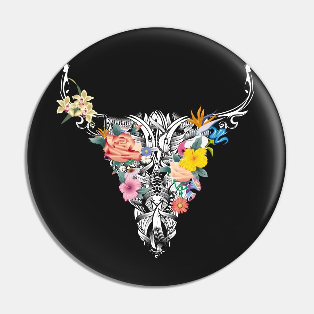 Bull skull with flowers Pin by Kisho