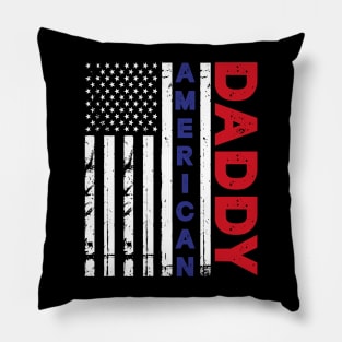 USA Flag with Daddy and American Text Pillow